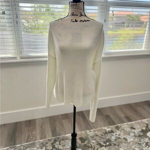 🔥🔥🔥Price Drop🔥🔥🔥 LPA White Off-the-Shoulder Sweater with Ribbed Cuffs